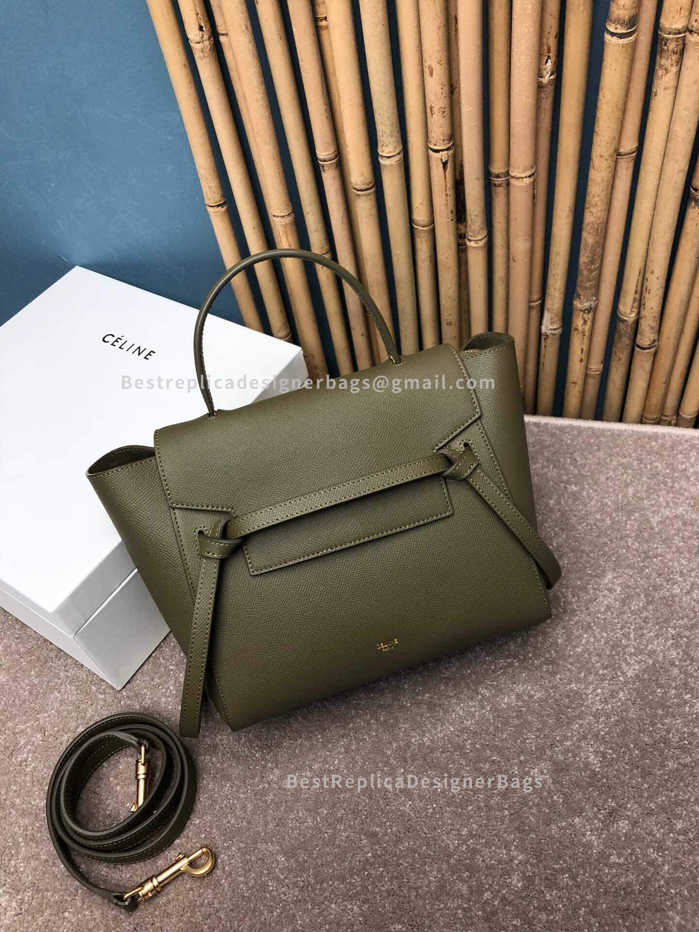 Celine Micro Belt Bag In Army Green Epsom Calfskin
